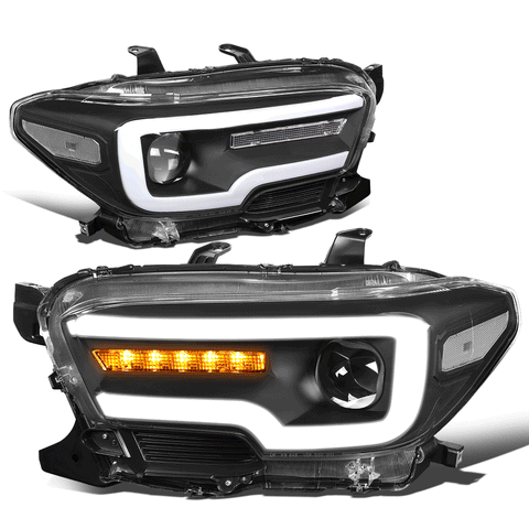 2016-2020 Tacoma Sequential LED DRL Black Clear Signal Projector Headlight