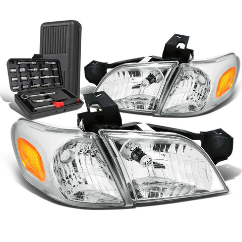 1997-2005 Chevy Venture Chrome/Amber Side Turn Signal Headlights+Too