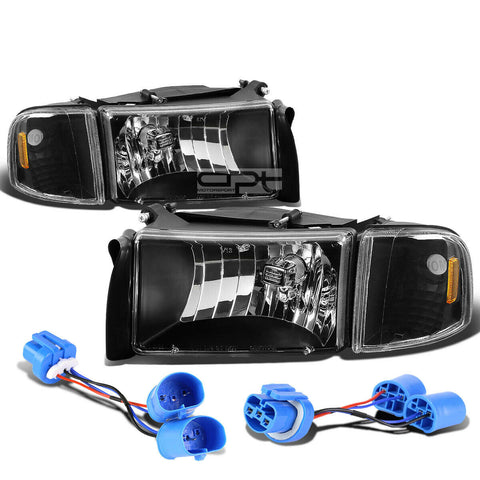 94-02 DDOGE RAM/SPORT BLACK HOUSING CLEAR LENS HEADLIGHT+AMBE