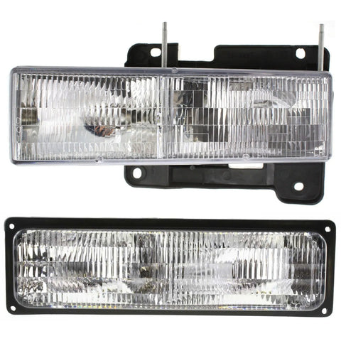 Headlights Driving Head lights Headlamps Set of 2 Driver Left Side for GMC Pair