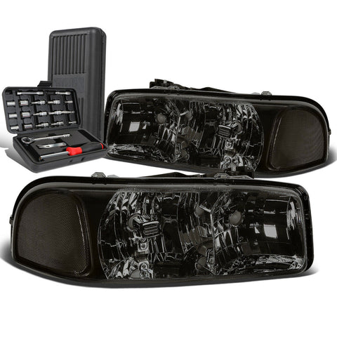 1999-2007 GMC Sierra 1500 Yukon Smoked Clear Signal Headlight Lamp+Tool Box