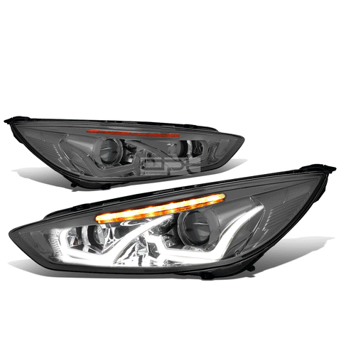[LED Dual Halo]  2015-2018 d Focus Smoked Amber Projector Headlight/Lamp