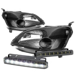 BLACK HOUSING HEAD+CLEAR CORNER+SMOKED LED FOG LIGHT KIT  01-03 CIVIC EM/ES
