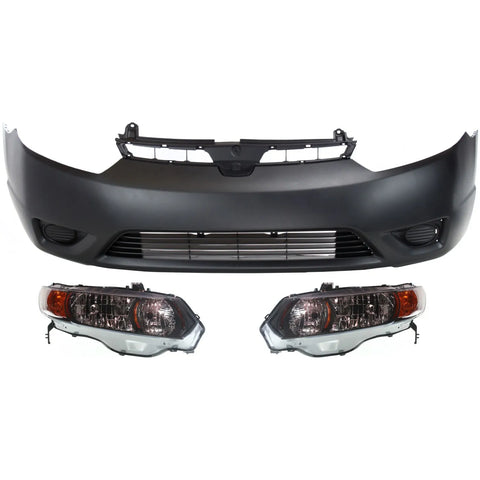 Headlight Kit For 2006-2008 Honda Civic Driver and Passenger Side Halogen Coupe