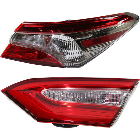 Tail Light Set For 2018-2020 Toyota Camry LH/RH Inner Outer w/ bulb Halogen CAPA