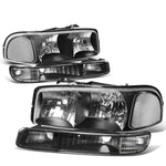 1999-2007 GMC Sierra/Yukon Black Housing Clear Corner Headlight Upper+Lower