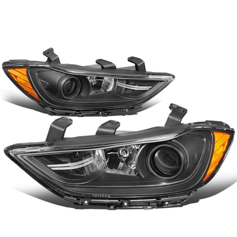 2017-2018 Elantra Black Housing Amber Corner Projector Headlight Headlamps