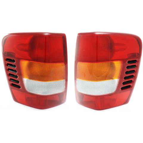 Tail Light Set For 1999-2002 Jeep Grand Cherokee LH RH Amber Clear Red Halogen
