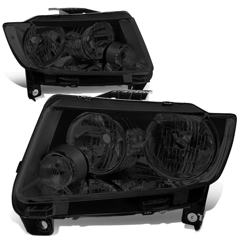 11-13 Jeep Grand Cherokee WK2 Pair Smoked Housing Clear Side Headlight/Lamp