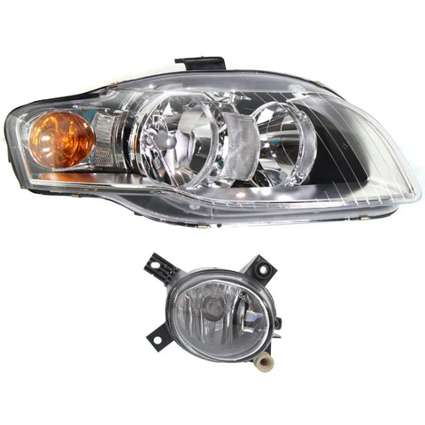 Headlight Kit For 2005-2009 Audi A4 Quattro Right Audi A4 Clear Lens Halogen