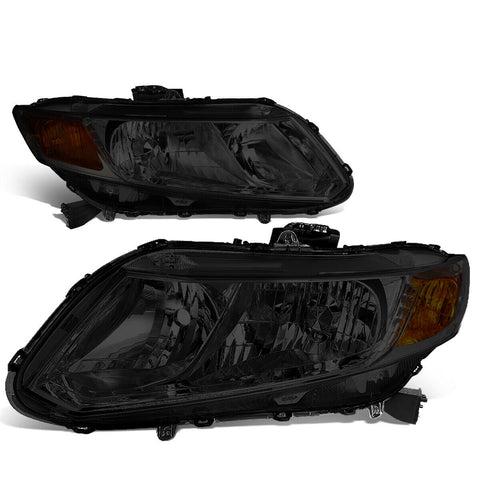 12-15 Honda Civic Pair Smoked Housing Amber Corner Headlight/Lamp Left+Right
