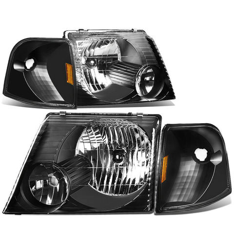 2002-2005 d Explorer Pair Black Housing Amber Corner Headlight/Lamp Set