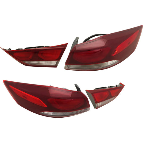 Tail Light Set For 2017-2018 Hyundai Elantra LH RH Inner Outer Clear Lens