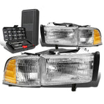 1994-2002 Dodge Ram 1500-3500 Headlight Corner Lamps+Tool Box Chrome Housing