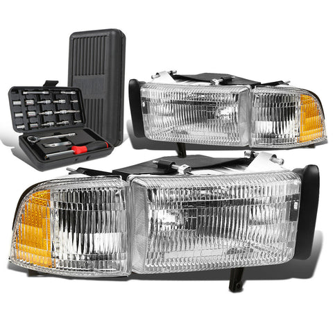 1994-2002 Dodge Ram 1500-3500 Headlight Corner Lamps+Tool Box Chrome Housing