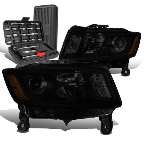 2014-2016 Grand Cherokee Tinted/Amber Signal Projector Headlights+Too