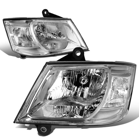 2008-2010 Dodge Grand Caravan Chrome Housing Clear Corner Headlight Lamps