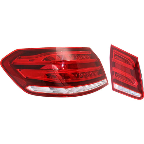 Tail Light Set For 2014 Mercedes Benz E350 E550 LH Inner Outer Clear Lens/LED