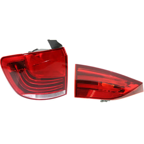 Tail Light Set For 2012-2015 BMW X1 Left Inner and Outer Clear/Red Halogen