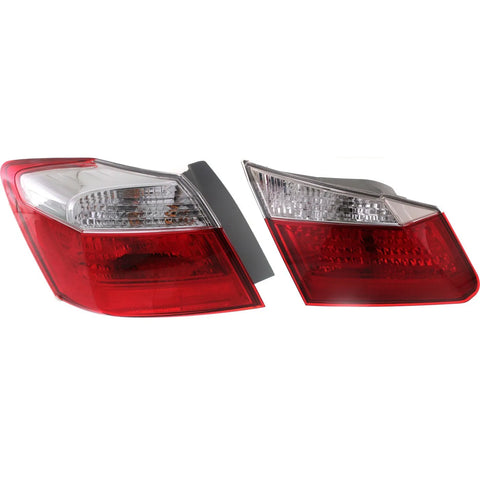 Halogen Tail Lamps Left Inner and Outer For 13-15 Honda Accord Sedan EX LX Sport