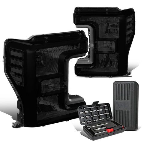 2017-2019 d F-250 Super Duty Tinted/Clear Signal Headlight Lamps+Tool Box