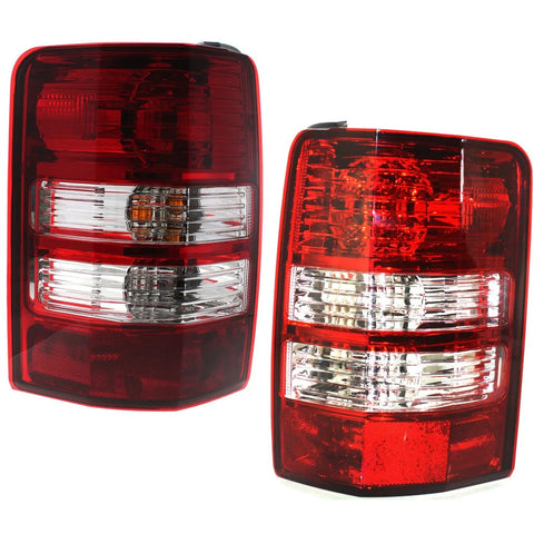 Halogen Tail Light Set For 2008-2012 Jeep Liberty Clear/Red Lens w/ Bulbs 2Pcs