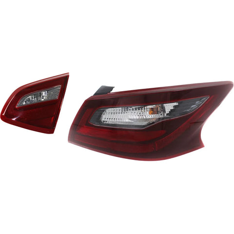 Tail Light Set For 2018 Nissan Altima LH RH Inner Outer Clear Red w/ Black CAPA