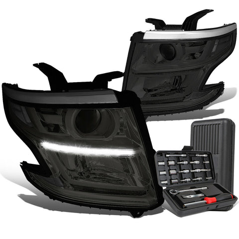 2015-2020 Suburban/Tahoe LED Smoked Clear Projector Headlight Lamp+Tool Box