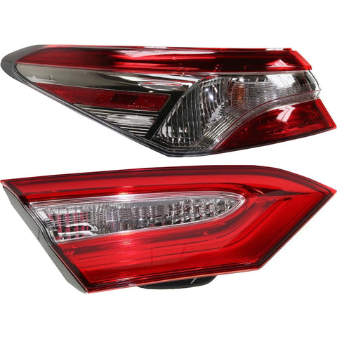 Tail Lights For 2018-2019 Toyota Camry Left Inner Outer with bulbs Halogen CAPA