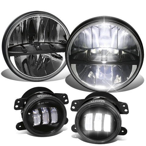 Nuvision  07-18 Wrangler JK LED Headlights Fog Lights Lamp Aluminum Housing