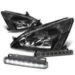 BLACK HOUSING HEAD+CLEAR CORNER+SMOKED LED FOG LIGHT KIT  03-07 HONDA ACCORD