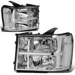 07-14 GMC Sierra 1500 2500 3500 Factory Style Headlight Lamps Chrome/Clear