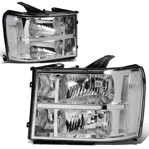 07-14 GMC Sierra 1500 2500 3500 Factory Style Headlight Lamps Chrome/Clear