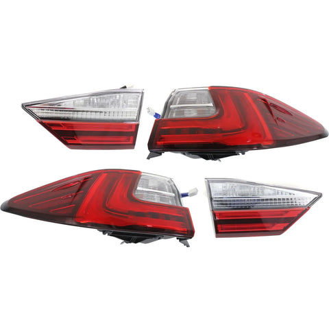 Tail Light Set For 2016 Lexus ES350 ES300h LH RH Inner Outer Clear/Red Halogen