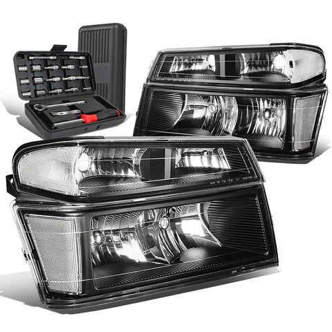 2004-2012 Colorado Canyon Black/Clear Side Headlight Bumper Lamps+Tool Box