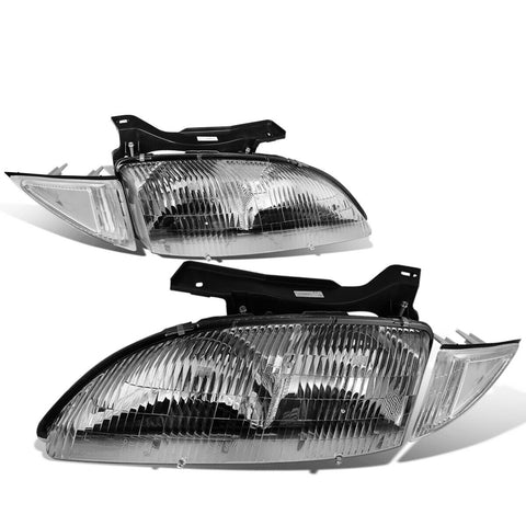 1995-1999 Chevy Cavalier Pair OE Style Headlight Headlamp Corner Lamp Chrome