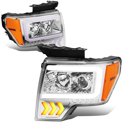 2009-2014 d F150 LED DRL Arrow Projector Headlight Lamp Chrome/Amber Side