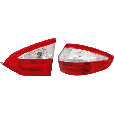 Tail Light Set For 2014-2019 Ford Fiesta Right Inner and Outer Clear/Red Halogen
