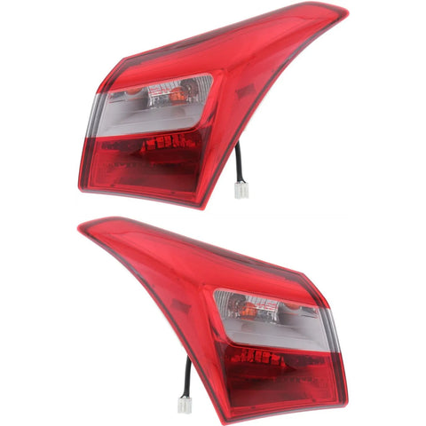 Halogen Tail Light Set For 2013 Hyundai Elantra GT Outer Clear/Red w/ Bulbs 2Pcs