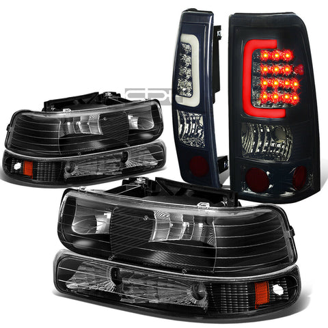 99-02 SILVERADO BLACK HEADLIGHT+BUMP