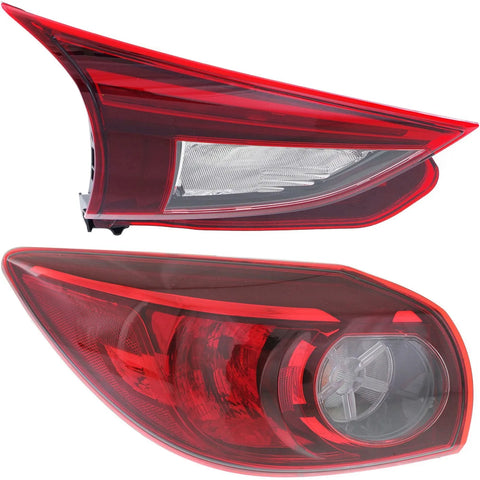 Tail Lights For 2014-2018 Mazda 3 & 3 Sport LH Inner Outer w/ bulbs Halogen/LED