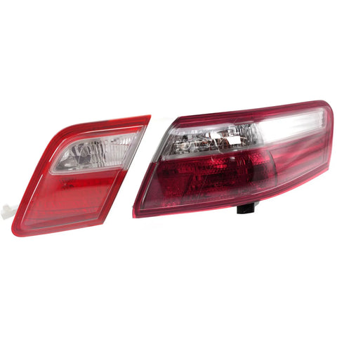 Tail Light Set For 2007-2009 Toyota Camry LH RH Inner Outer Clear/Red Halogen