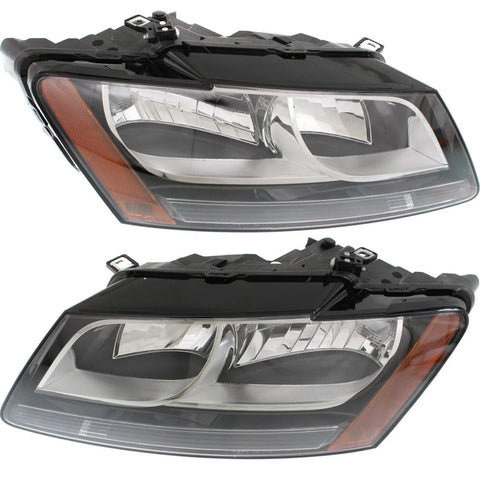 Headlight Set For 2009-2012 Audi Q5 Driver and Passenger Side Clear Lens Halogen
