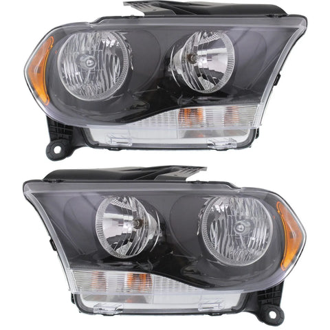 CAPA Halogen Headlight Black Interior Left and Right For 2011-2013 Dodge Durango