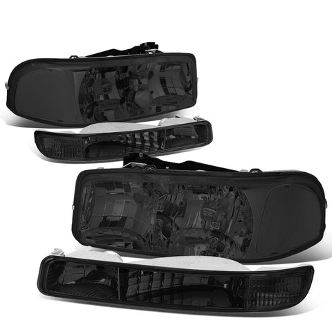 1999-2007 GMC Sierra/Yukon Smoked Housing Clear Corner Headlight Upper+Lower
