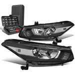 2008-2012 Accord Coupe 2DR Projector Headlight Lamps+Tool Box Black/Clear