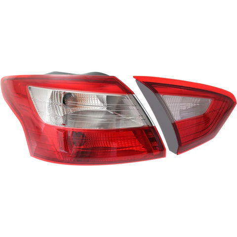 Tail Light For 2012-2014 Ford Focus Driver Side Inner and Outer CAPA