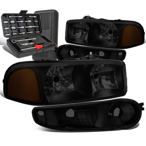 2001-2007 GMC Sierra/Yukon Tinted Amber Side Headlight Bumper Lamps+Tool Box