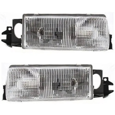 Headlights Headlamps And Mounting Panel Pair Set for 91-96 Chevy Caprice