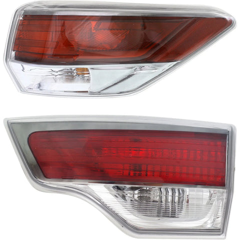 Tail Lights For 2014-2016 Toyota Highlander L/R Inner Outer w/ bulb Halogen CAPA